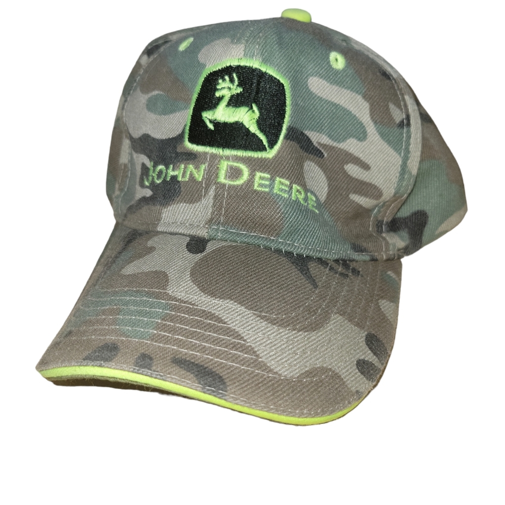 John Deere Camo Hat with Green Logo